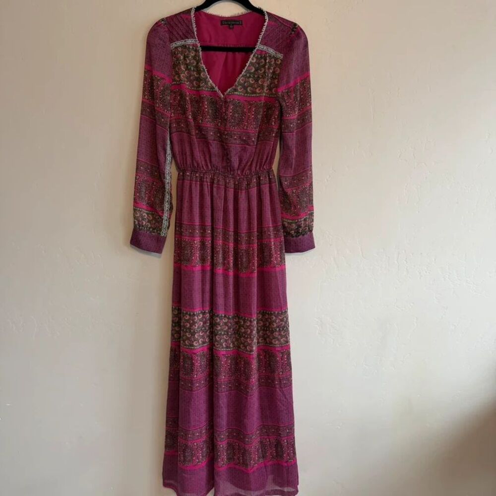 Lucca Couture Boho Maxi Dress Size M Paisley Lace Detailing